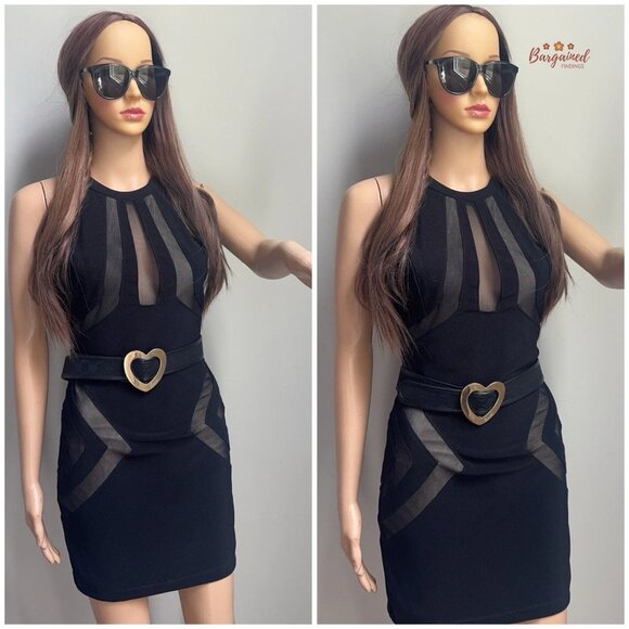 Authentic Gucci Black Monogram Canvas Leather Gold Heart Buckle Belt Size 75/30 - Picture 3 of 13